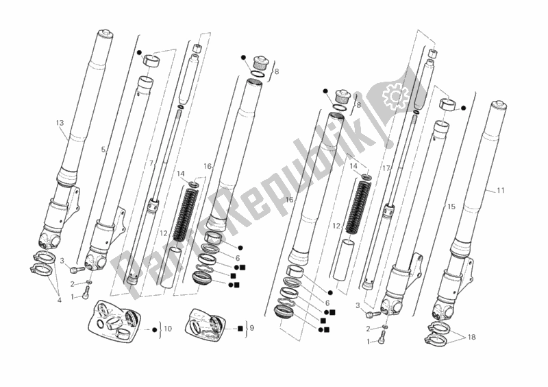 Tutte le parti per il Forcella Anteriore del Ducati Monster 400 Dark JAP 2005